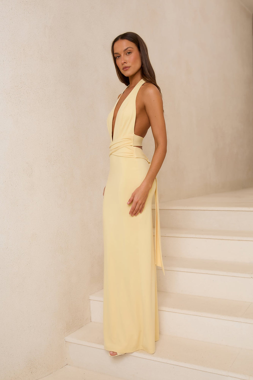 Amira Halter Maxi Dress Yellow