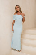 Sea And Selfies Off Shoulder Maxi Dress Blue