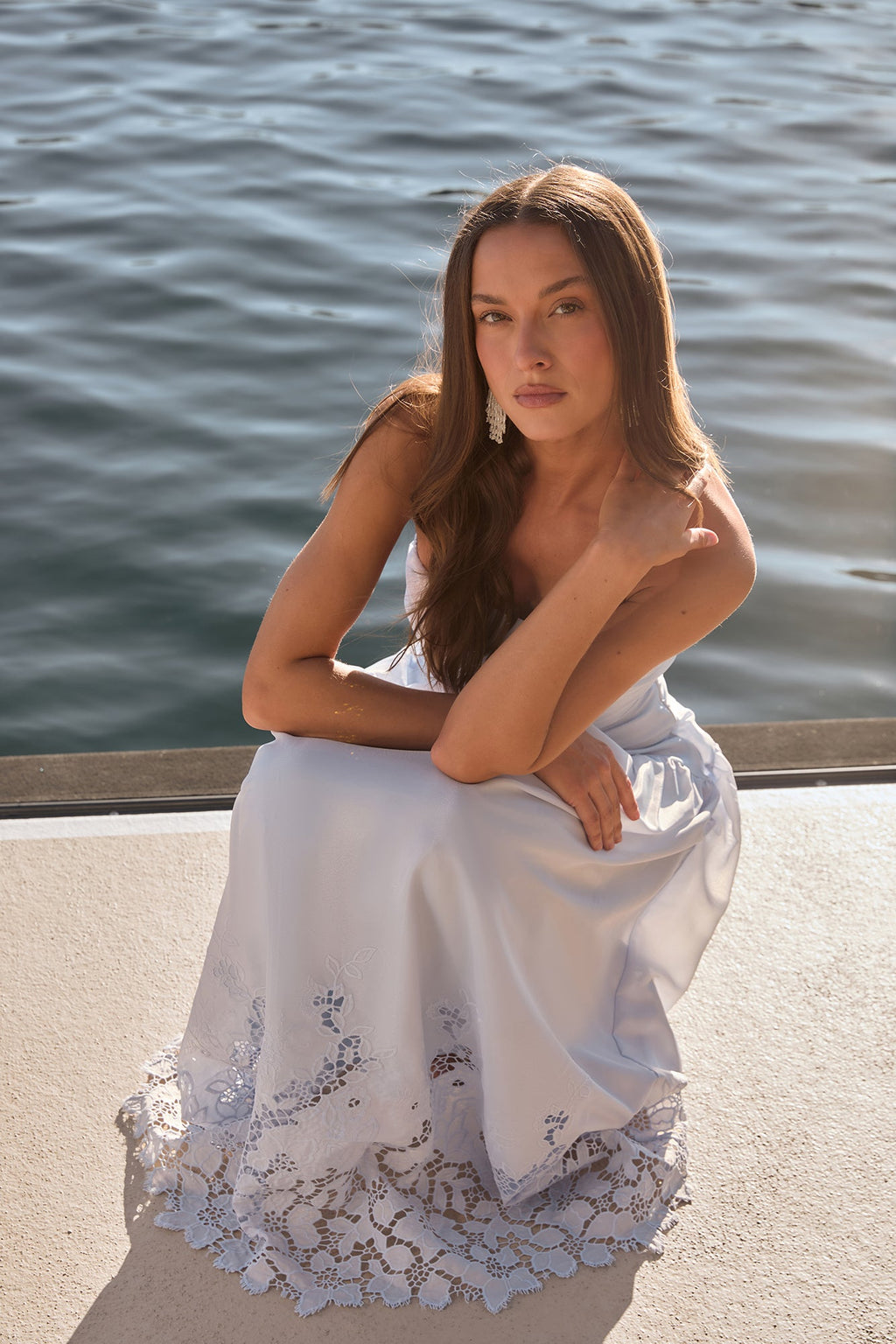 Delicate Dreams Strapless Maxi Dress Light Blue