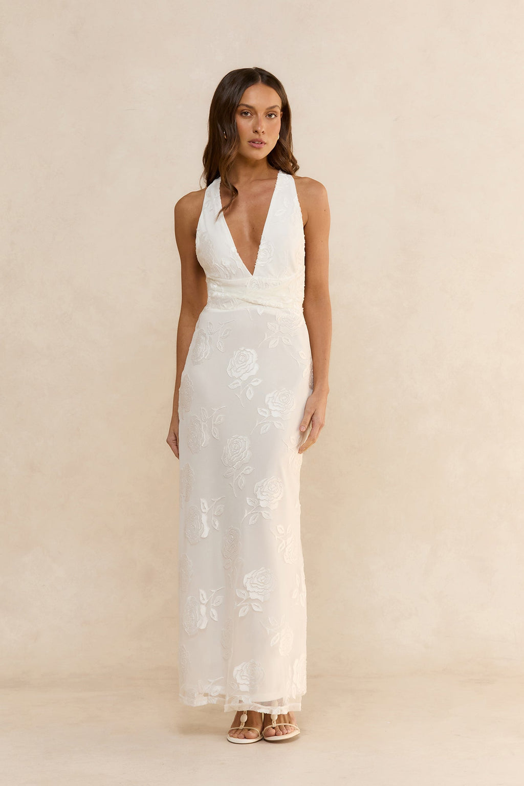 Rose Rendezvous Maxi Dress White