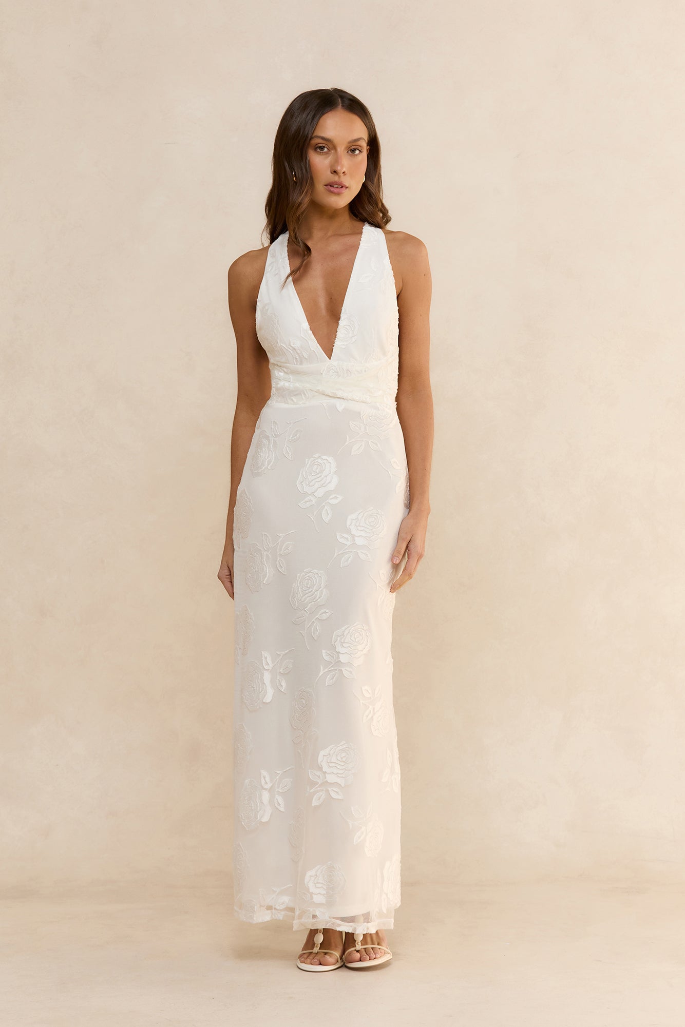 Rose Rendezvous Maxi Dress White