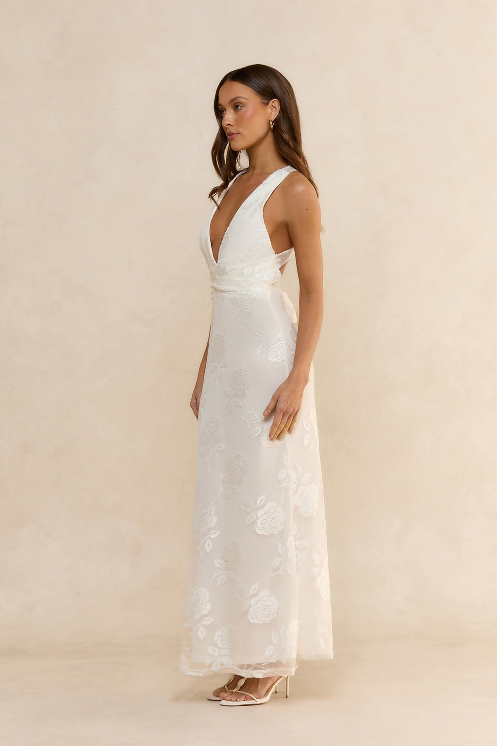 Rose Rendezvous Maxi Dress White
