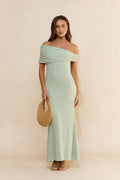 Sea And Selfies Off Shoulder Maxi Dress Sage