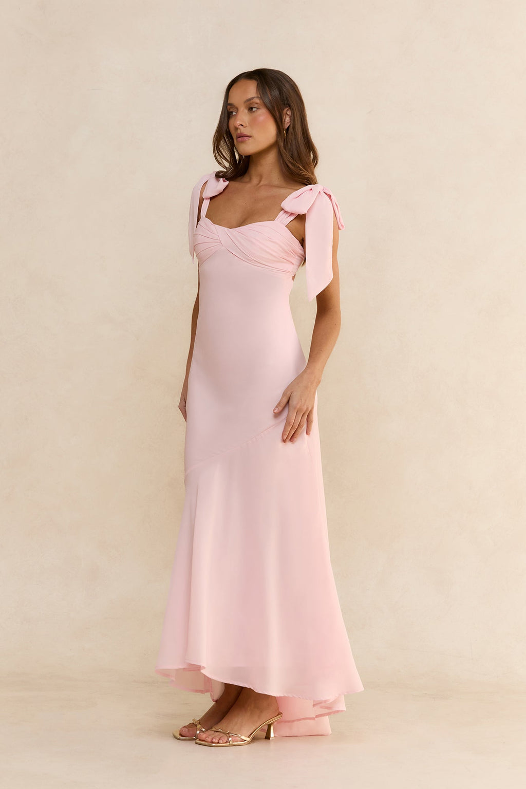 Riviera Escape Twist Front Maxi Dress Blush