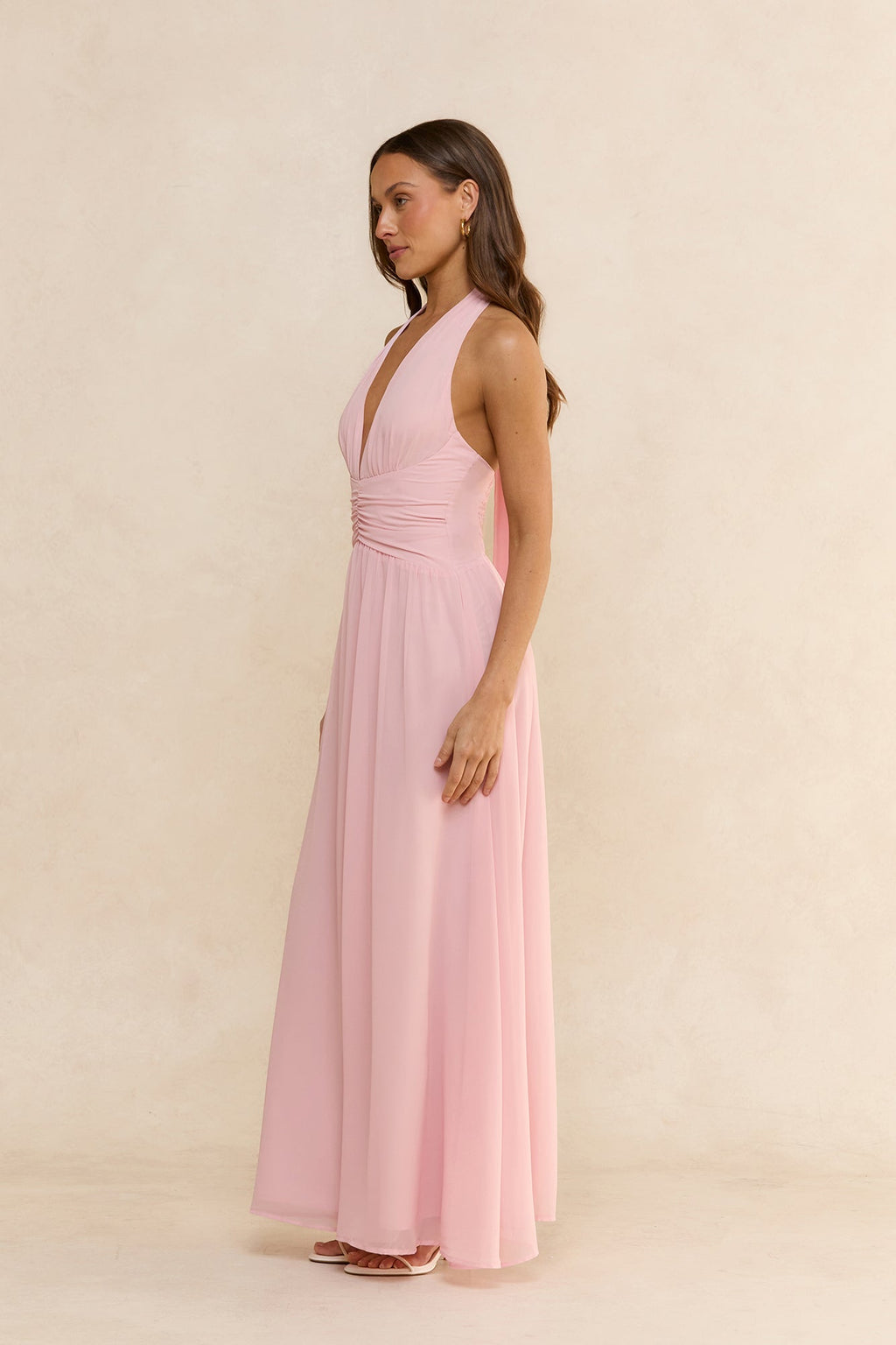 Soft Waves Halter Maxi Dress Blush