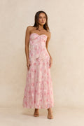 Social Stride Tie Front Maxi Dress Pink