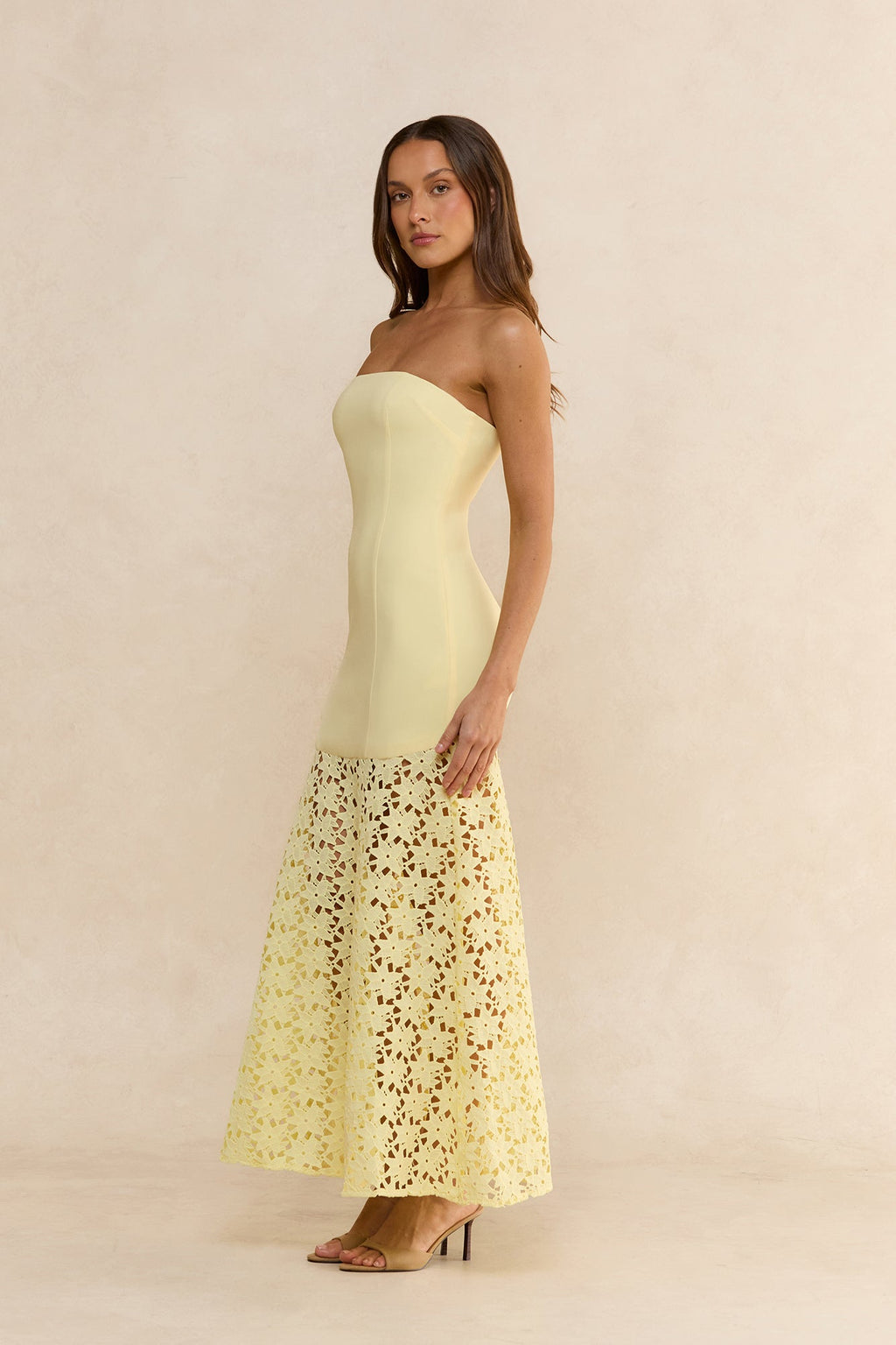 Noir Enchantment Strapless Maxi Dress Yellow