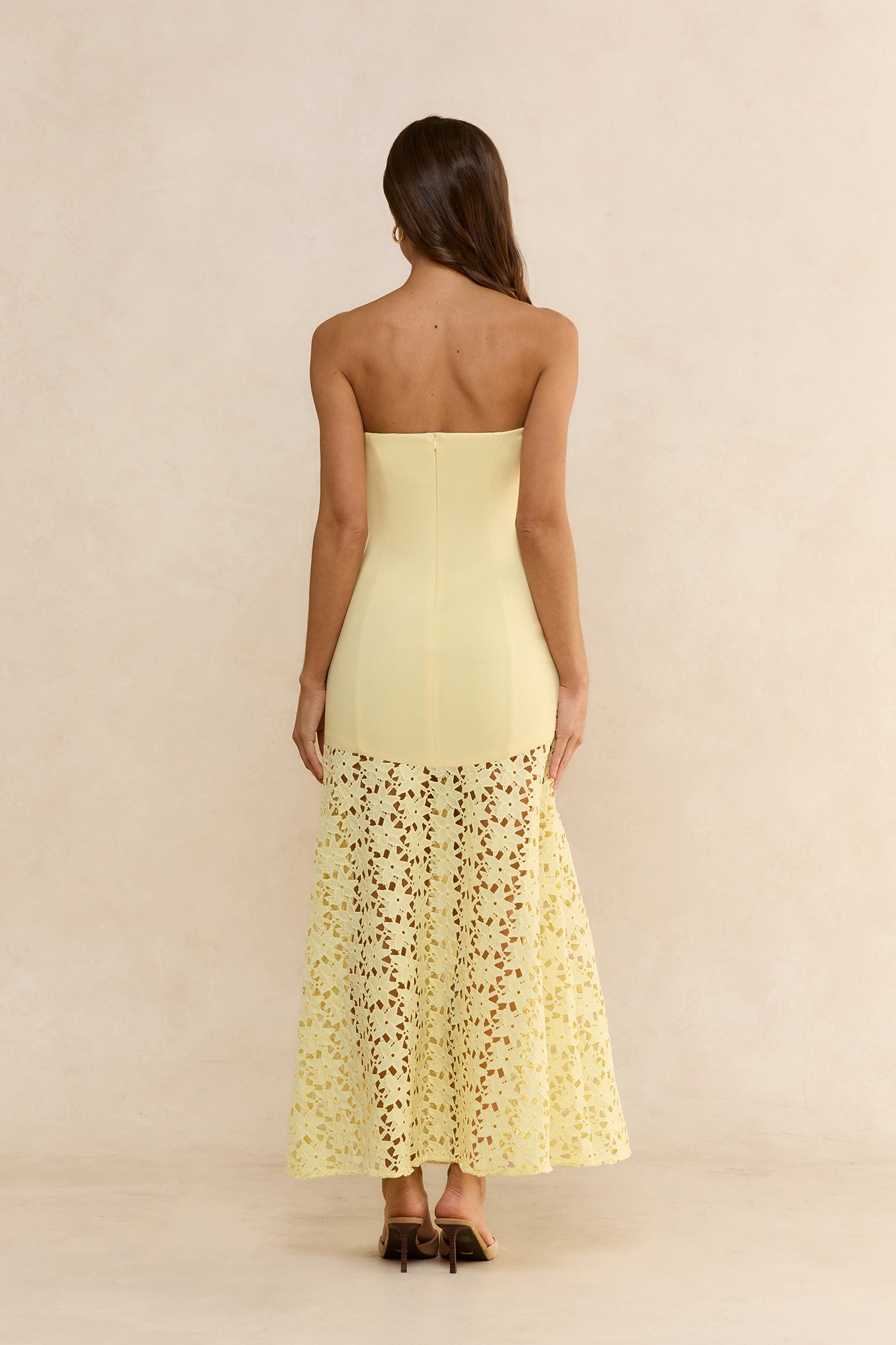 Noir Enchantment Strapless Maxi Dress Yellow