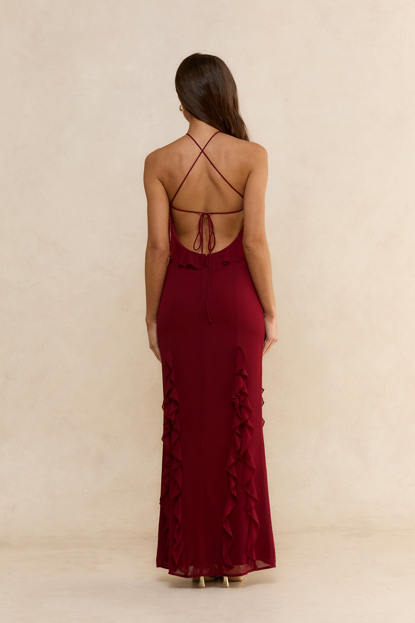 Showstopper Nights Maxi Dress Wine