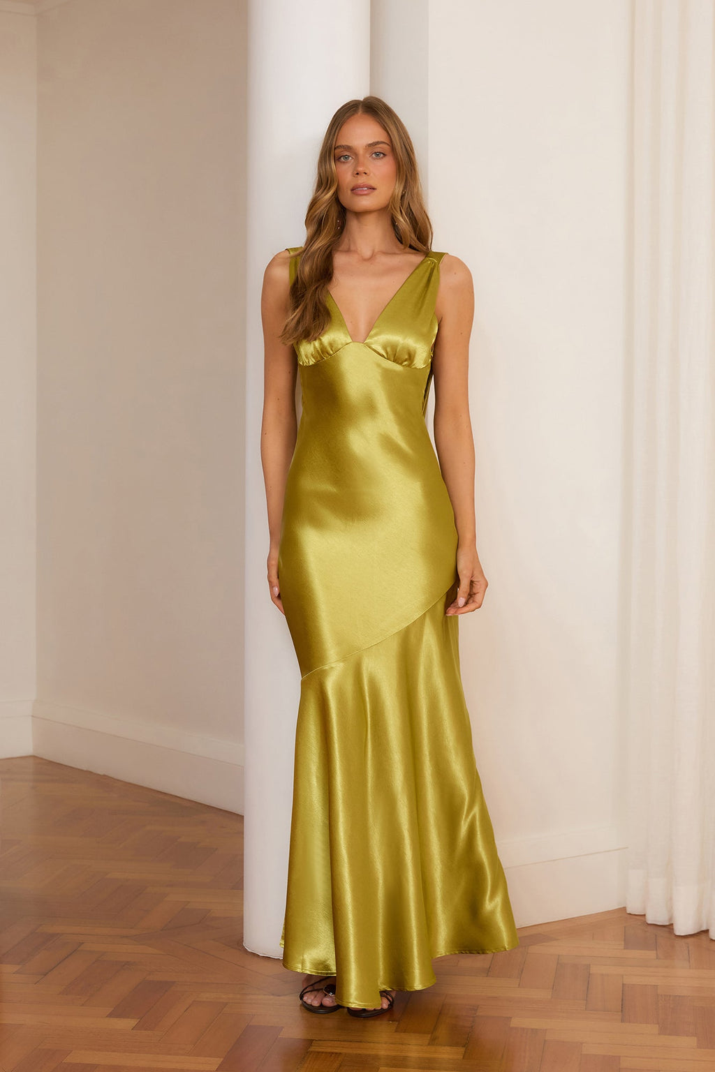 Ethereal Light Maxi Dress Olive