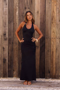 Midnight Whispers Halter Maxi Dress Black