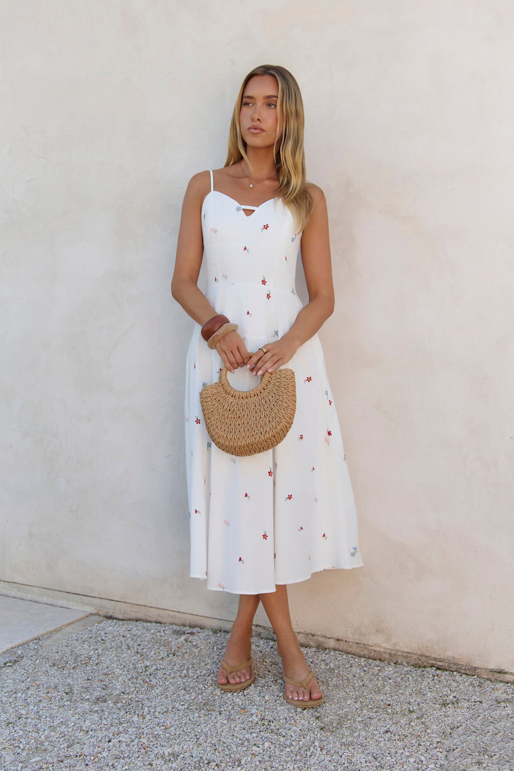Sunny Desires Midi Dress White