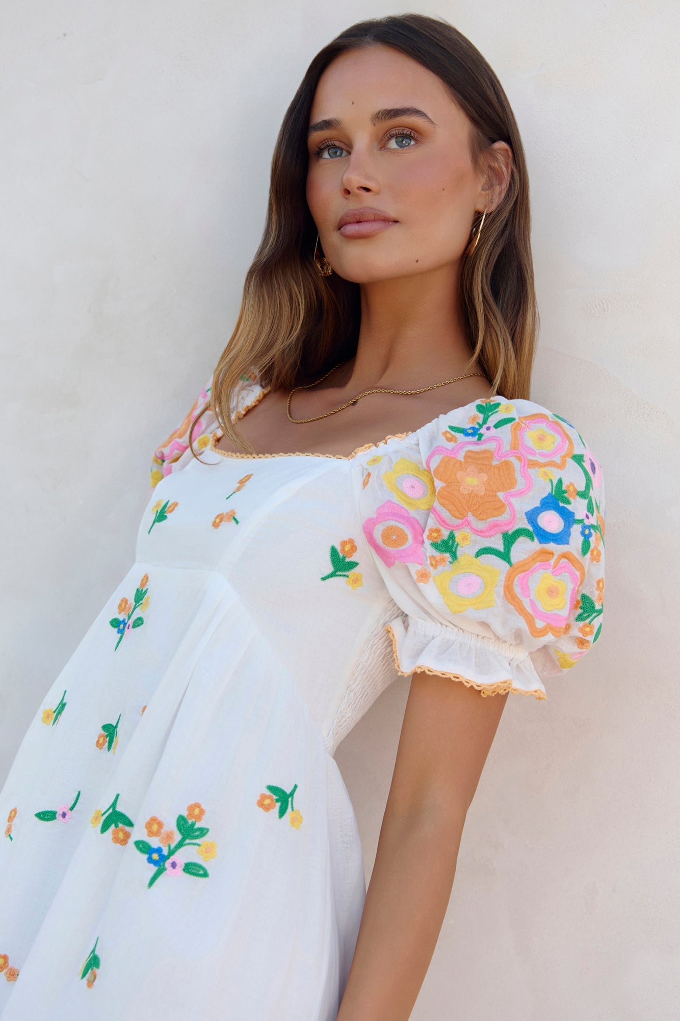 Field Of Blooms Mini Dress White