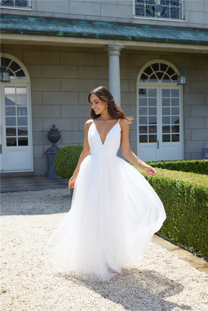 Glistening Moments Tulle Maxi Dress White
