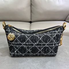 Dior 2026 Star Hobo Bag With Chain 28.5cm Tweed Leather