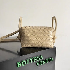 BV 2026 Mini Loop Camera Bag Beige Woven Lambskin Leather