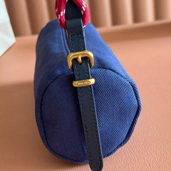Miu Miu Adventure Nappa Canvas Bucket Bag 22 Blue in Fabric 285320