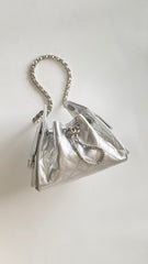 CC 2025 Hobo Bag Silver 22cm Metallic Grained Calfskin