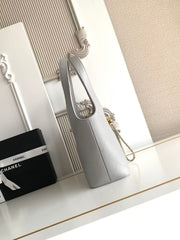 Chanel 2026 Basket Hobo Bag 35cm Grey Calfskin