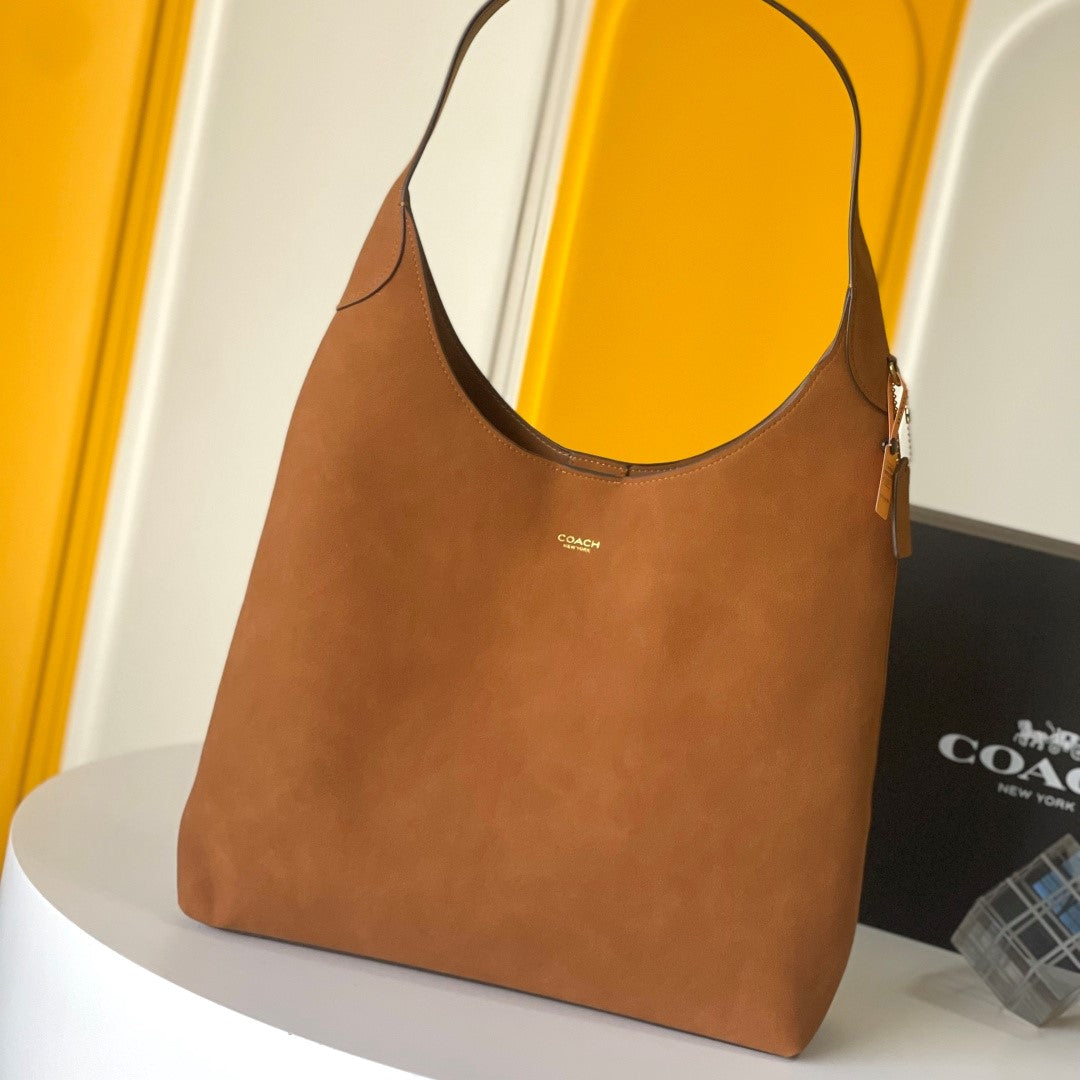 Coach Brooklyn Shoulder Bag 39cm Camel Suede