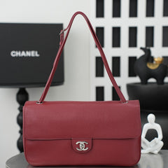 CC 26s Maxi Flap Bag 32cm Burugndy Calfskin SHW