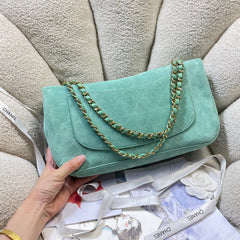 CC Shopping Tote Bag 33cm Seafoam Green Quilted Suede