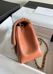 mini flap bag 17 brown lambskin gold hardware
