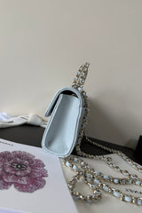 CC 23P Top Handle Kelly Clutch Light Blue Caviar Leather 282521