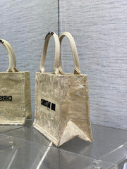CD Small Dior Book Tote Scotland's National Flower Pattern Beige Cotton