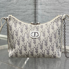 CD Diorling 19cm Bag White Grey Cotton Calfskin 289144