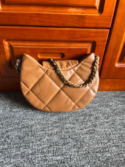HOBO BAG 23 IN BRONZE BROWN LAMBSKIN GOLD MIX SILVER HARDWARE
