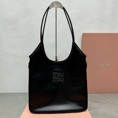 Miu Ivy Tote Bag 35cm Black Leather 175699