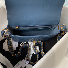 cc 23k 13.5cm steel blue calfskin gold hardware