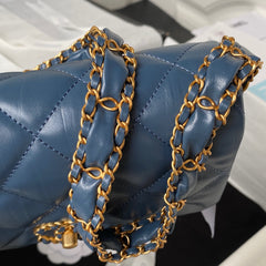 cc 23k 13.5cm steel blue calfskin gold hardware