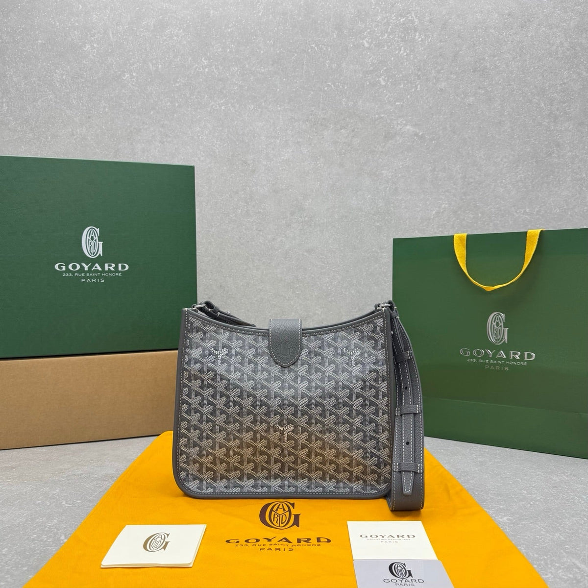 Goyard Musette Bag Grey White Canvas Leather
