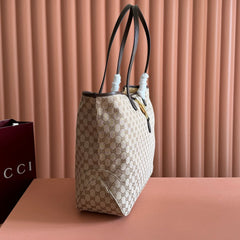 GG Jackie Large Tote Bag Brown Beige Canvas