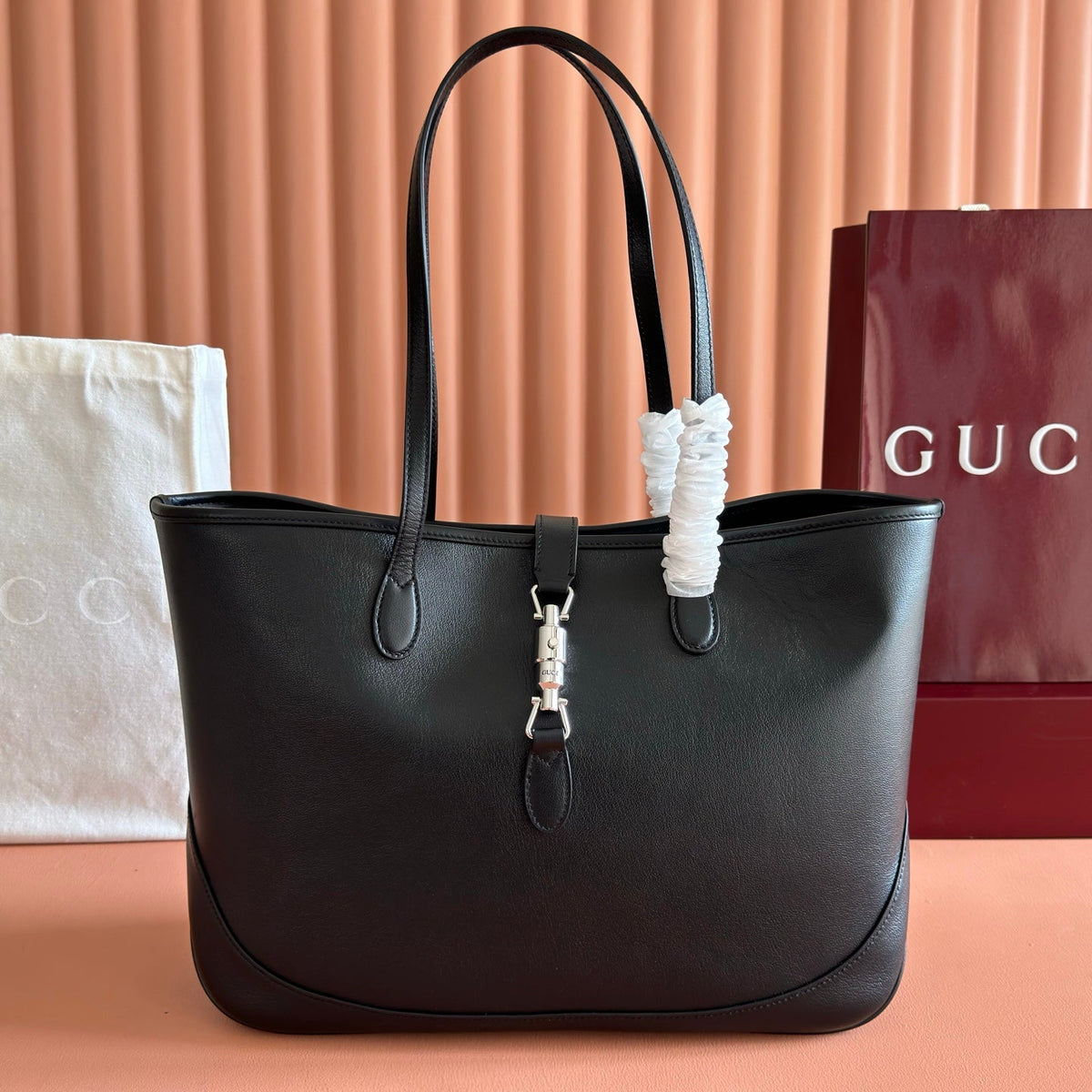 GG Jackie Medium Tote Bag Black Lambskin