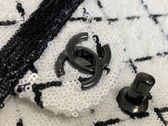 CC 2025 Flap Bag Black White Sequin 298964