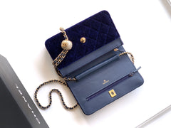 CC 26C Flap Bag 20 Navy Blue Velvet