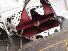 CC Métiers d'ar 26s Shopping Bag Black White Horsehair Calfskin