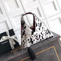 CC Métiers d'ar 26s Shopping Bag Black White Horsehair Calfskin