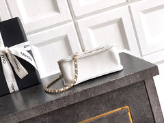 CC Mini Flap Bag 15 With Handle White Lambskin