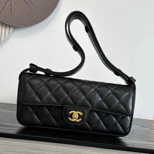 Chanel 2026 Flap Bag 25cm Black Lambskin With Gold Hardware