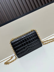 Valentino Vain Small Shoulder Bag Black Embossed Leather Pattern