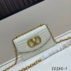 Valentino Vain Small Shoulder Bag White Embossed Leather Pattern