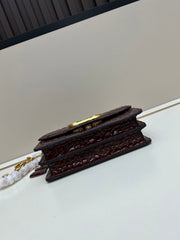 Valentino Vain Shoulder Small Bag Burgundy Embossed Leather Pattern