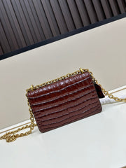 Valentino Vain Shoulder Small Bag Burgundy Embossed Leather Pattern