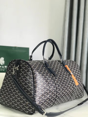 BOSTON 50 BAG IN NAVY BLUE GOYARDINE CANVAS AND CALFSKIN TRIM