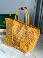 Goyard Anjou GM Bag 39cm Yellow Calfskin Goyardine Canvas 290826