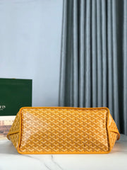 Goyard Anjou GM Bag 39cm Yellow Calfskin Goyardine Canvas 290826